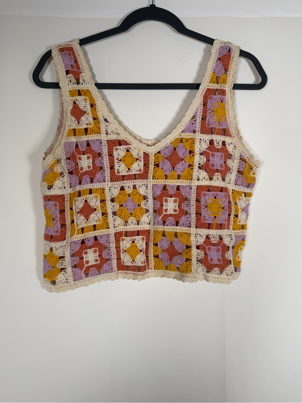 Rebellion Crocheted Square-Pattern Crop Top - Boho, Indie, Festival